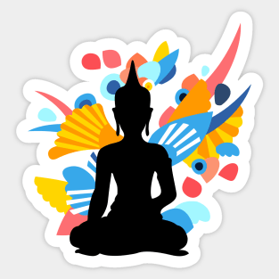 Black Budda with Colorful Energy Sticker